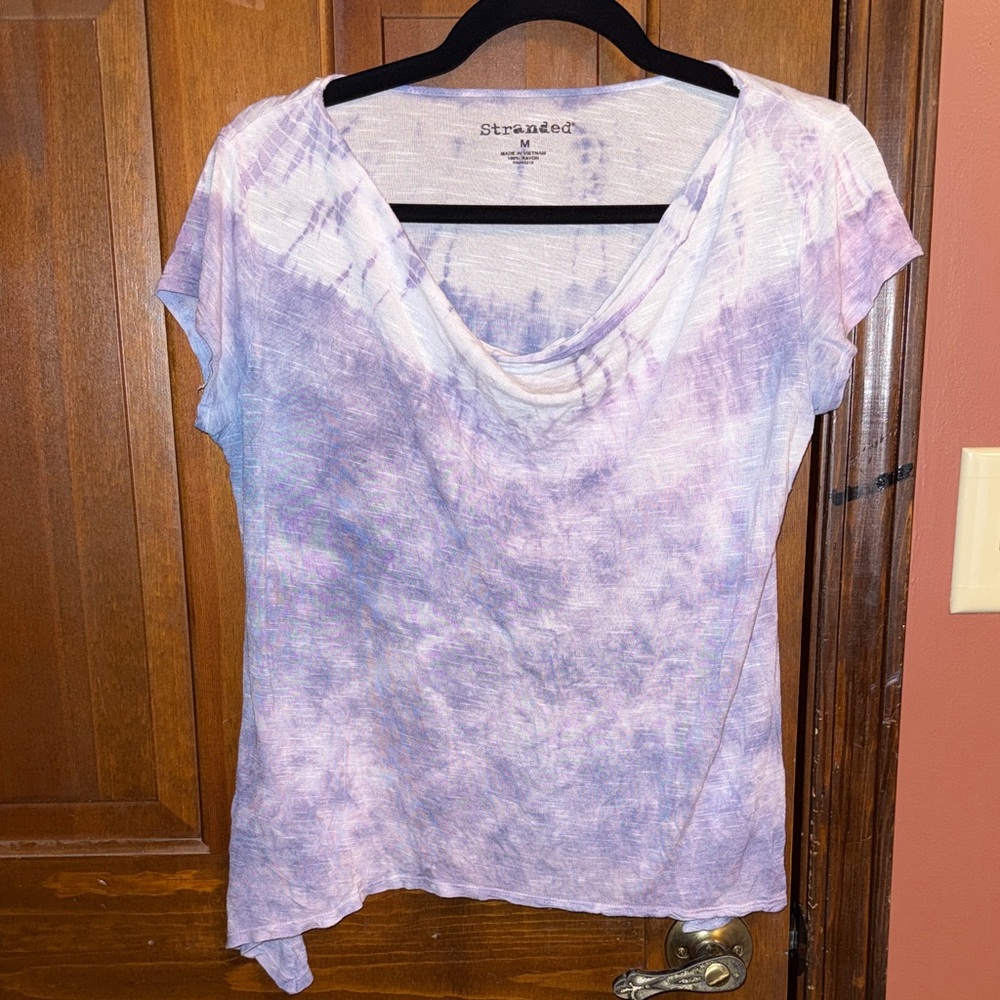 Stranded Lavender Tie-Dye Short Sleeve Scoop Tee